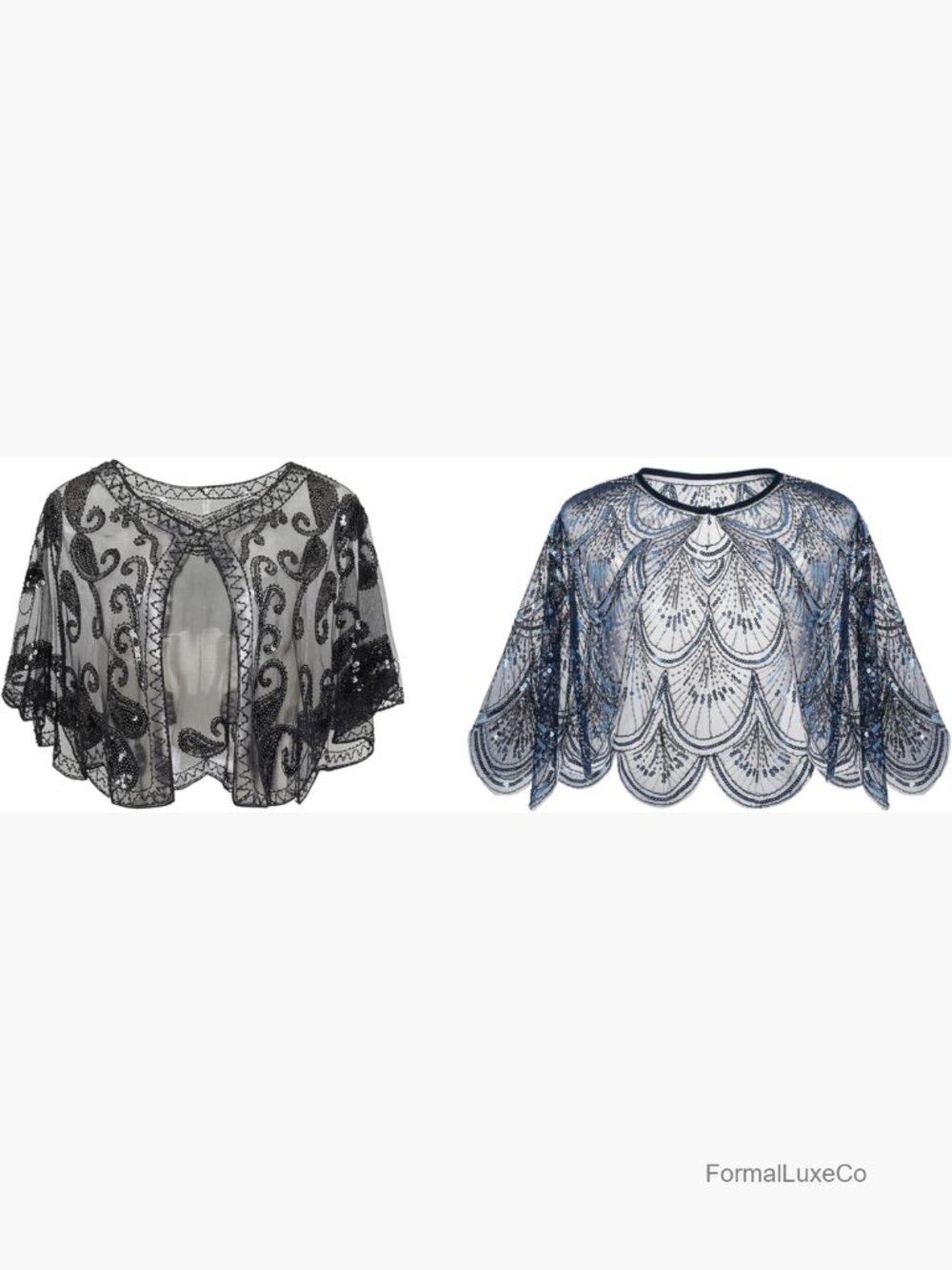 Sequin Beaded Evening Cape Cover Up Bolero Shawl Wrap